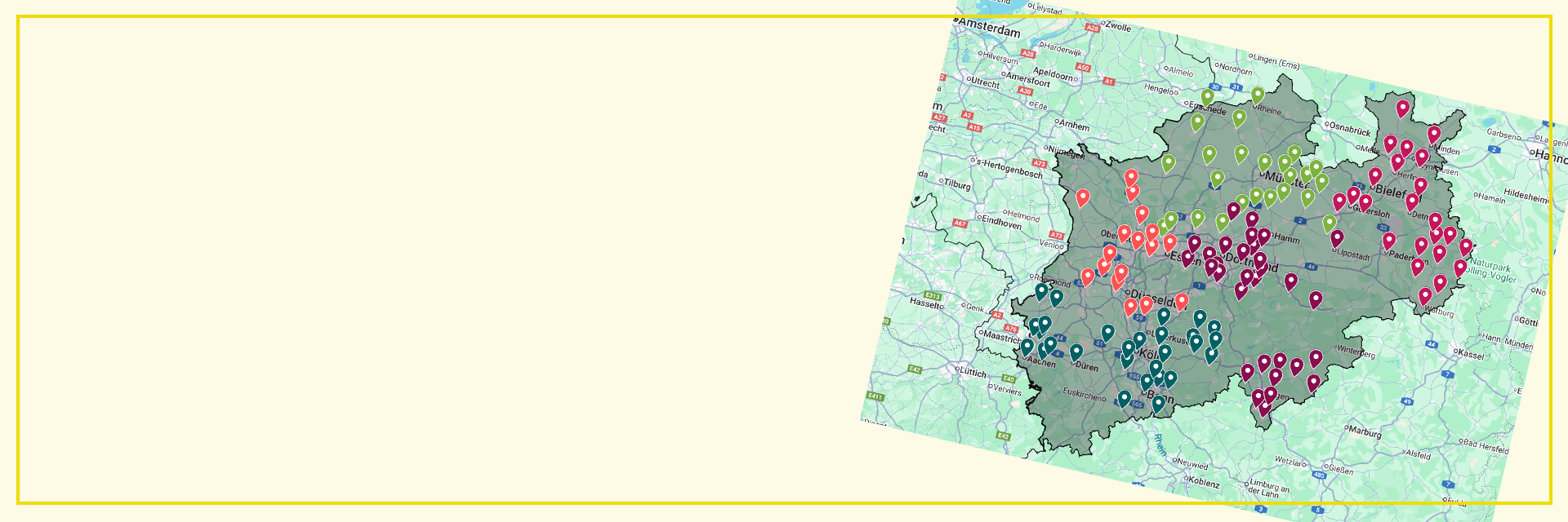 Das Bild zeigt eine Karte mit den QZ-Standorten Das Bild zeigt eine Karte mit den QZ-Standorten