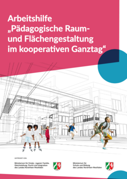 Der Titel zeigt spielende Kinder vor einer Schule